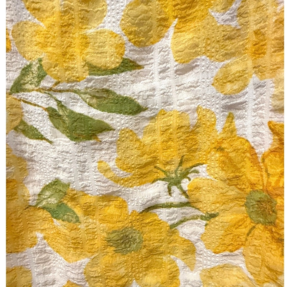 Haver London Yellow Floral Seersucker Blouse Medium Cottagecore Vibrant Summer - Picture 7 of 9
